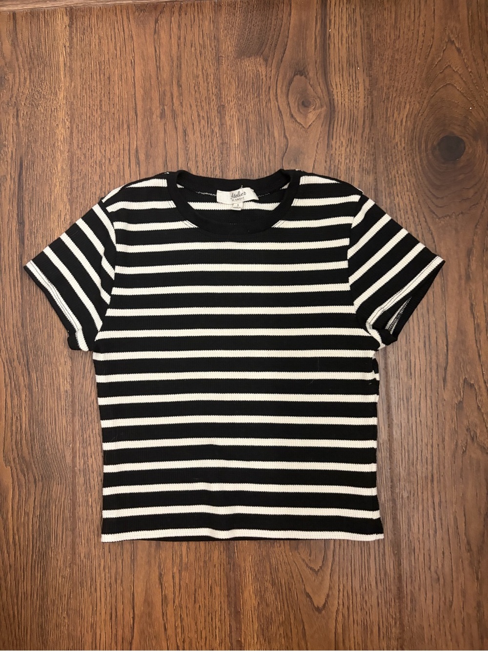 Women’s Black & White Striped Short Sleeve Tee